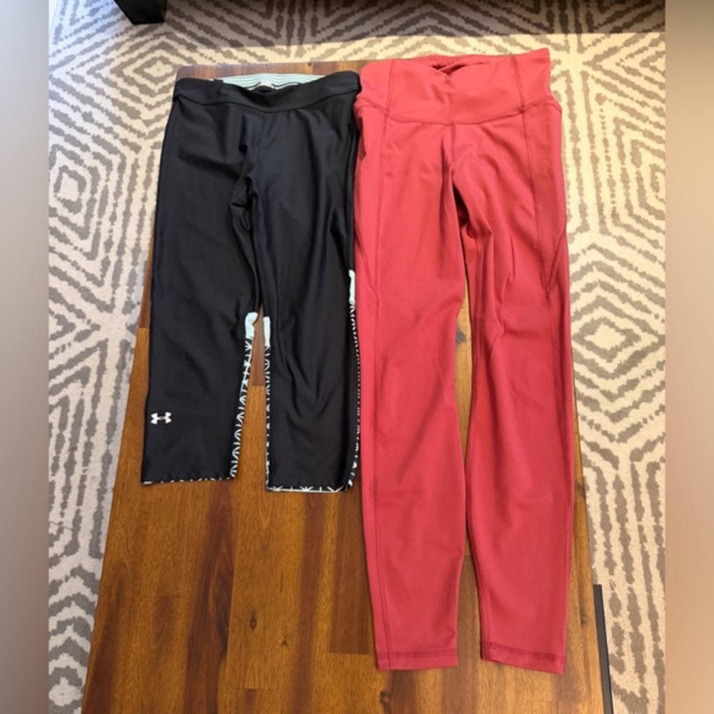 Under Armor & All in Motion Size XS Orange Black Leggings Bundle